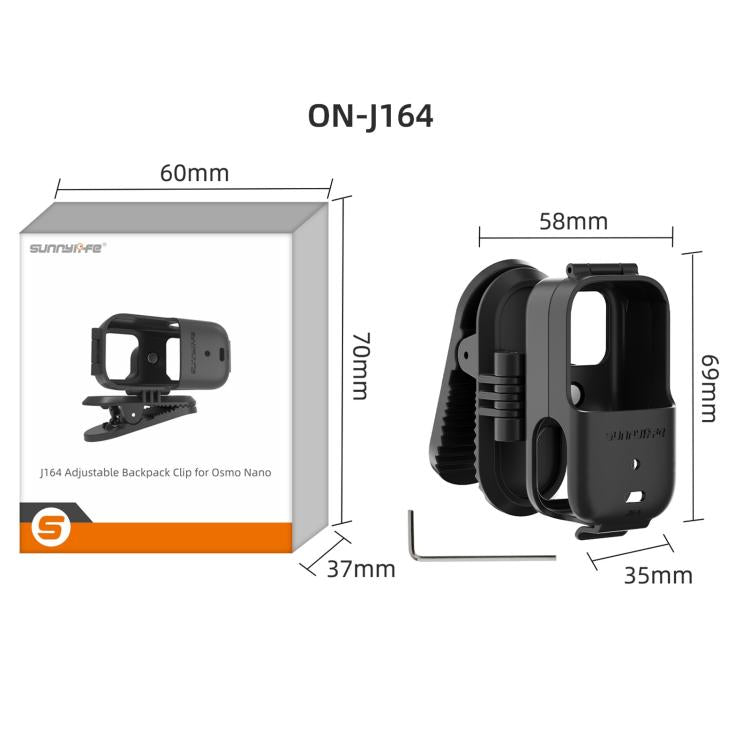 For DJI Osmo Nano Sunnylife Backpack Clip Action Camera Clamp 360 Rotation Vertical-Horizontal Mount 90 Tilt Upgraded Backpack Clip