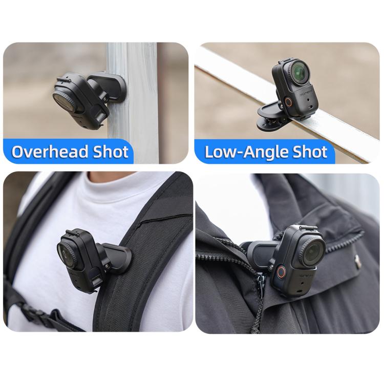 For DJI Osmo Nano Sunnylife Backpack Clip Action Camera Clamp 360 Rotation Vertical-Horizontal Mount 90 Tilt Upgraded Backpack Clip