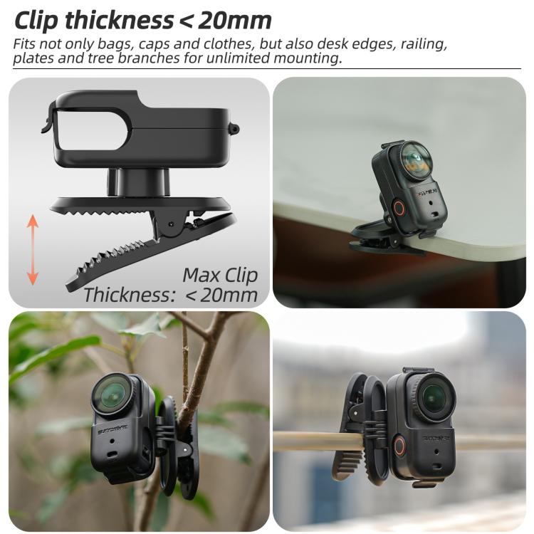 For DJI Osmo Nano Sunnylife Backpack Clip Action Camera Clamp 360 Rotation Vertical-Horizontal Mount 90 Tilt Upgraded Backpack Clip
