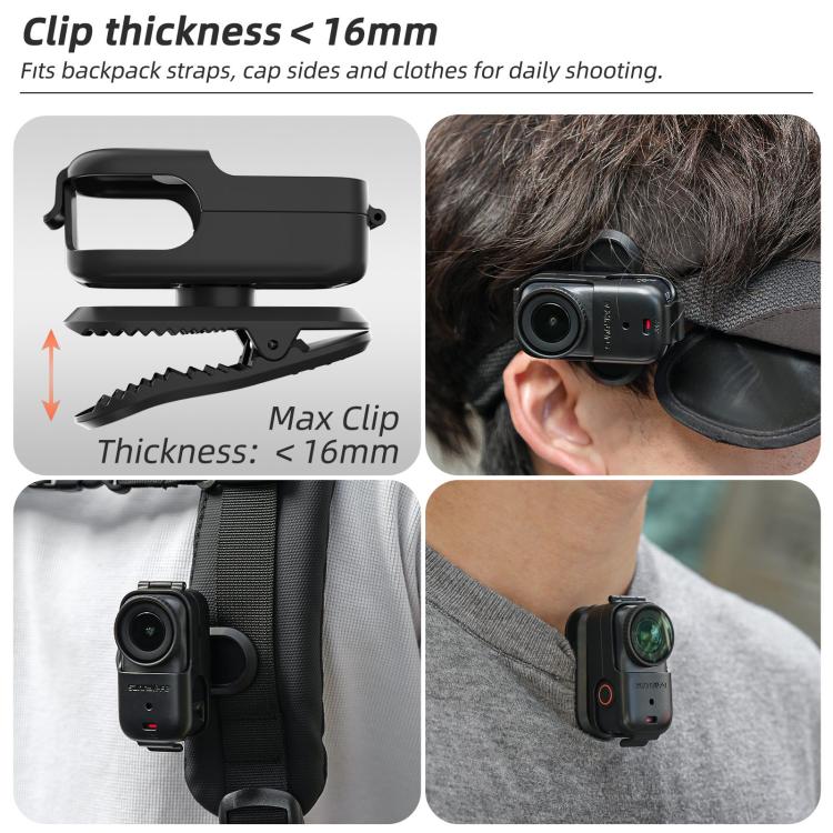 For DJI Osmo Nano Sunnylife Backpack Clip Action Camera Clamp 360 Rotation Vertical-Horizontal Mount 90 Tilt Upgraded Backpack Clip