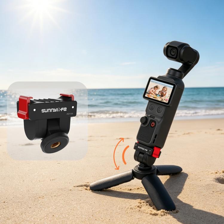 For DJI Osmo Pocket 4 / 3 Sunnylife Quick Release Adapter Mount 1/4 inch Interface 180 Degree Tilt Selfie Stick Adapter Stand, AD159 For DJI Osmo Pocket 4 / 3