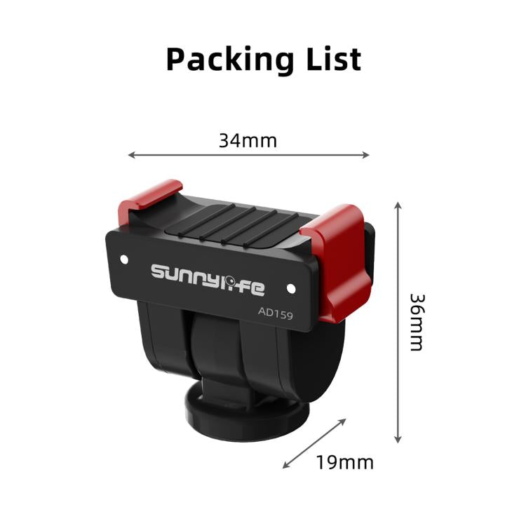 For DJI Osmo Pocket 4 / 3 Sunnylife Quick Release Adapter Mount 1/4 inch Interface 180 Degree Tilt Selfie Stick Adapter Stand, AD159 For DJI Osmo Pocket 4 / 3