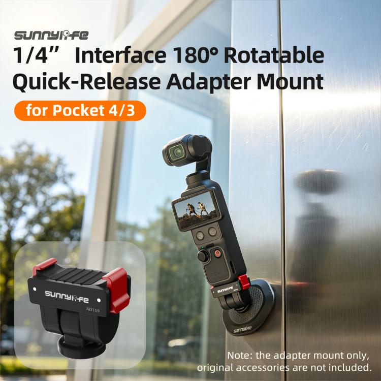 For DJI Osmo Pocket 4 / 3 Sunnylife Quick Release Adapter Mount 1/4 inch Interface 180 Degree Tilt Selfie Stick Adapter Stand, AD159 For DJI Osmo Pocket 4 / 3