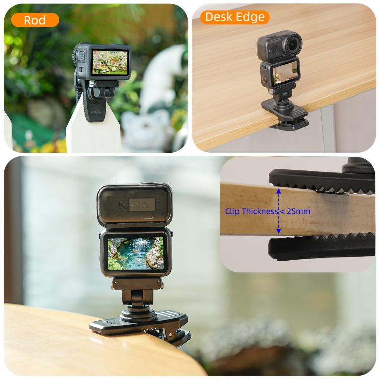 Sunnylife Magnetic Quick-Release Backpack Clip Adjustable Action Camera Clamp Vertical-Horizontal Mount for DJI Osmo Nano / Action 6, MJ-172 For DJI Osmo Nano / Action 6