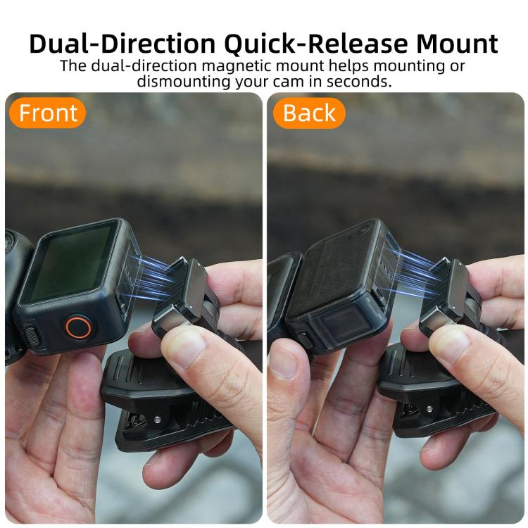 Sunnylife Magnetic Quick-Release Backpack Clip Adjustable Action Camera Clamp Vertical-Horizontal Mount for DJI Osmo Nano / Action 6, MJ-172 For DJI Osmo Nano / Action 6