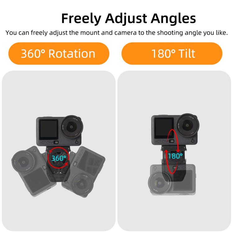 Sunnylife Magnetic Quick-Release Backpack Clip Adjustable Action Camera Clamp Vertical-Horizontal Mount for DJI Osmo Nano / Action 6, MJ-172 For DJI Osmo Nano / Action 6