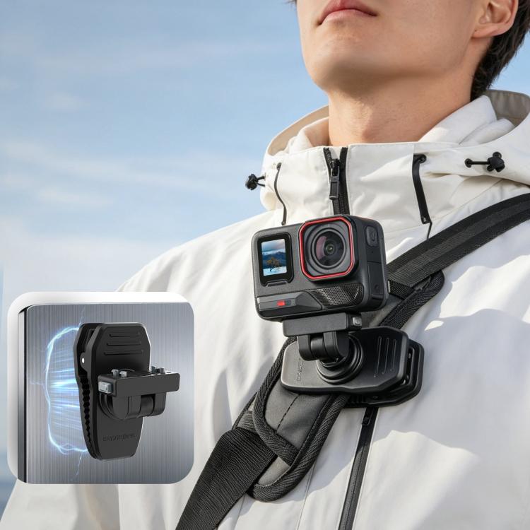 Sunnylife Magnetic Quick-Release Backpack Clip Action Camera Clamp Vertical-Horizontal Mount for Insta360 X4 Air / X5 / Ace / Ace Pro 2 / 1, For Insta360 X4 Air / X5 / Ace / Ace Pro 2 / 1