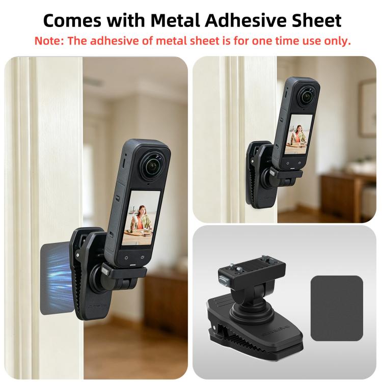 Sunnylife Magnetic Quick-Release Backpack Clip Action Camera Clamp Vertical-Horizontal Mount for Insta360 X4 Air / X5 / Ace / Ace Pro 2 / 1, For Insta360 X4 Air / X5 / Ace / Ace Pro 2 / 1