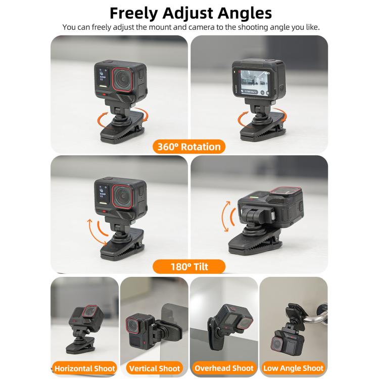 Sunnylife Magnetic Quick-Release Backpack Clip Action Camera Clamp Vertical-Horizontal Mount for Insta360 X4 Air / X5 / Ace / Ace Pro 2 / 1, For Insta360 X4 Air / X5 / Ace / Ace Pro 2 / 1
