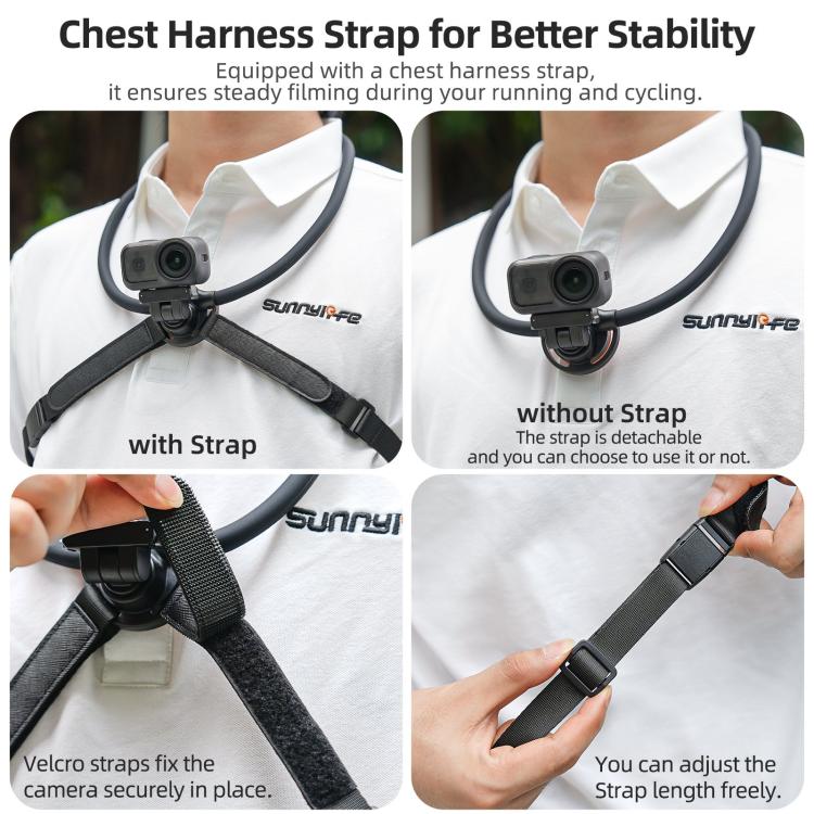 For DJI Osmo Nano / Action 6 Sunnylife Dual-Direction Magnetic Quick-Release Neck Mount Adjustable Selfie Holder with Body Strap, For DJI Osmo Nano / Action 6