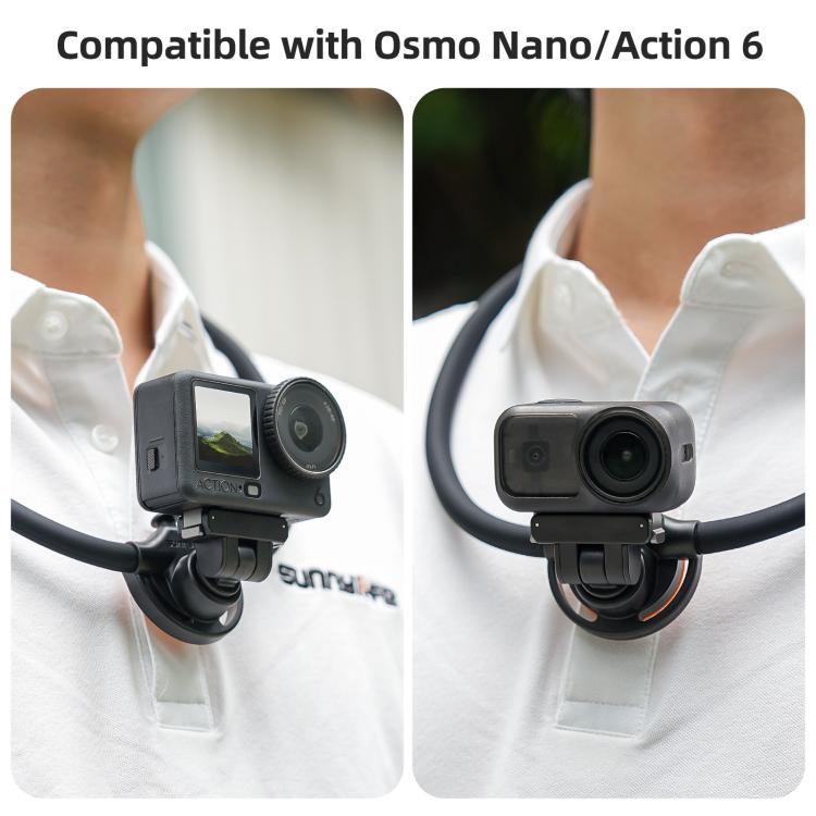 For DJI Osmo Nano / Action 6 Sunnylife Dual-Direction Magnetic Quick-Release Neck Mount Adjustable Selfie Holder with Body Strap, For DJI Osmo Nano / Action 6