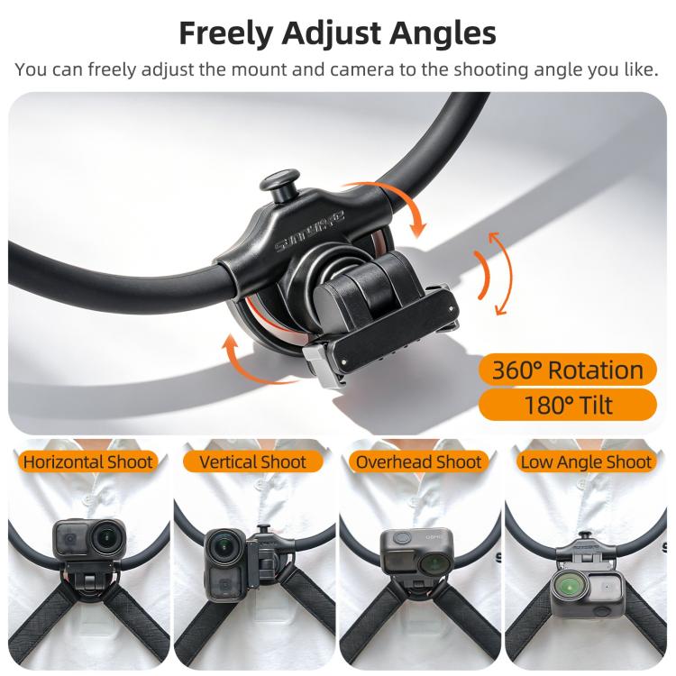 For DJI Osmo Nano / Action 6 Sunnylife Dual-Direction Magnetic Quick-Release Neck Mount Adjustable Selfie Holder with Body Strap, For DJI Osmo Nano / Action 6