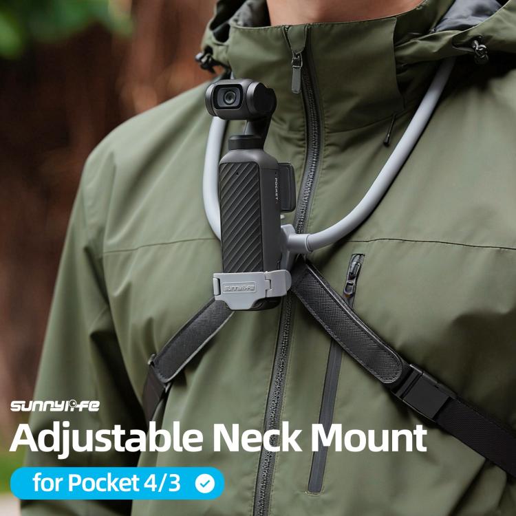 For DJI Osmo Pocket 4 / 3 Sunnylife Adjustable POV Neck Mount Hand Free Video Vlog Neck Selfie Holder with Body Strap, For DJI Osmo Pocket 4 / 3
