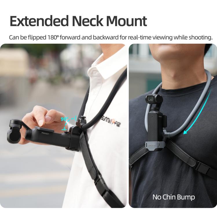 For DJI Osmo Pocket 4 / 3 Sunnylife Adjustable POV Neck Mount Hand Free Video Vlog Neck Selfie Holder with Body Strap, For DJI Osmo Pocket 4 / 3