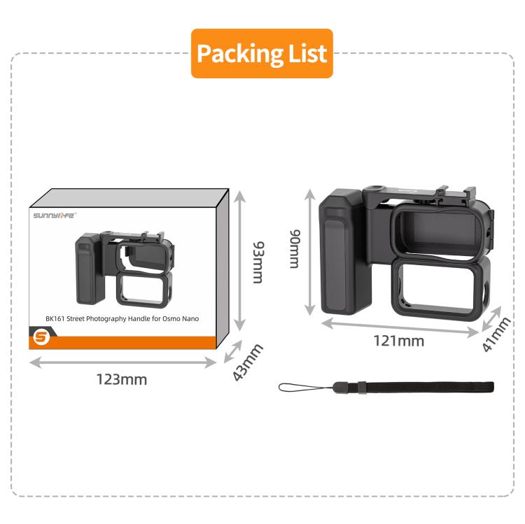 For DJI Osmo Nano Sunnylife Integrated Street Photography Handle Ergonomic Hand Grip Quick Release Shutter Handle, For DJI Osmo Nano