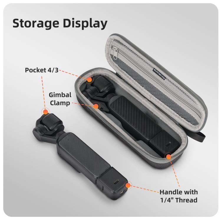 For DJI Osmo Pocket 4 / 3 Sunnylife Mini Carrying Case Handbag Portable Travel Case Protective Organizer Standard Combo Bags, Standard Combo Bags