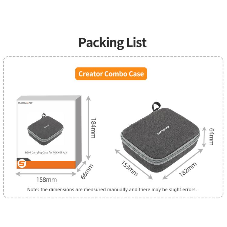 For DJI Osmo Pocket 4 / 3 Sunnylife Mini Carrying Case Handbag Creator Combo Bags, Creator Combo Bag