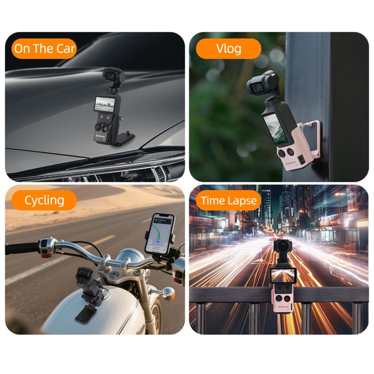 For DJI Osmo Pocket 4 / 3 Sunnylife Multifunctional Magnetic Mount Tabletop Base Bracket Angles Adjustable Stand, OP4-ZJ152