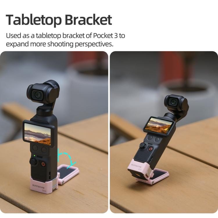 For DJI Osmo Pocket 4 / 3 Sunnylife Quick-Release Magnetic Mount Tabletop Base Plastic Bracket Angles Adjustable Stand, OP4-ZJ153
