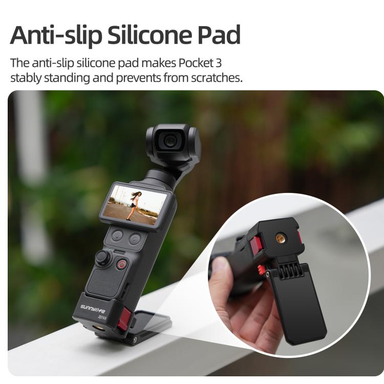 For DJI Osmo Pocket 4 / 3 Sunnylife Quick-Release Magnetic Mount Tabletop Base Plastic Bracket Angles Adjustable Stand, OP4-ZJ153