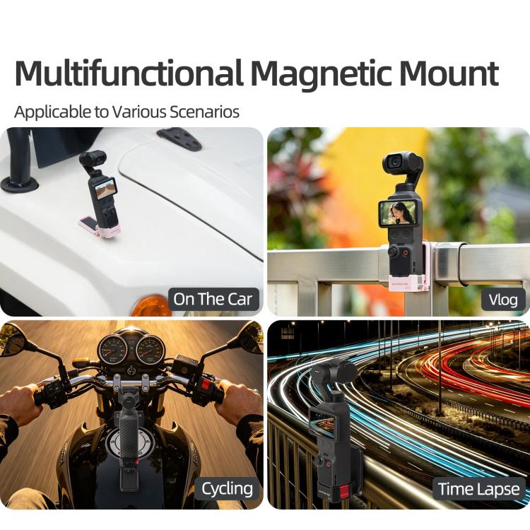 For DJI Osmo Pocket 4 / 3 Sunnylife Quick-Release Magnetic Mount Tabletop Base Plastic Bracket Angles Adjustable Stand, OP4-ZJ153