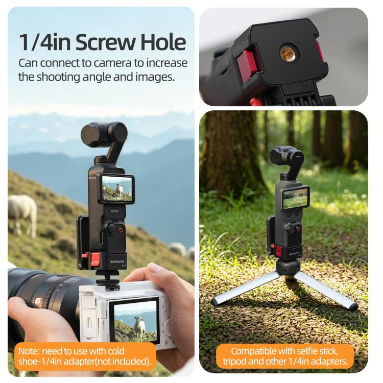 For DJI Osmo Pocket 4 / 3 Sunnylife Quick-Release Magnetic Mount Tabletop Base Plastic Bracket Angles Adjustable Stand, OP4-ZJ153