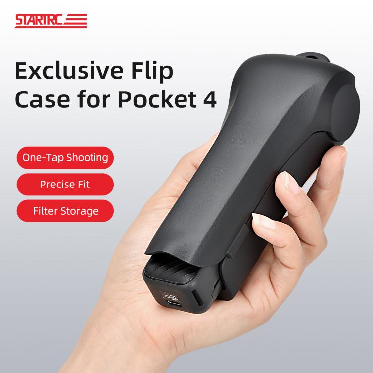For DJI Osmo Pocket 4 STARTRC Storage Box Protective Case Flip Cover, For DJI Osmo Pocket 4 Black