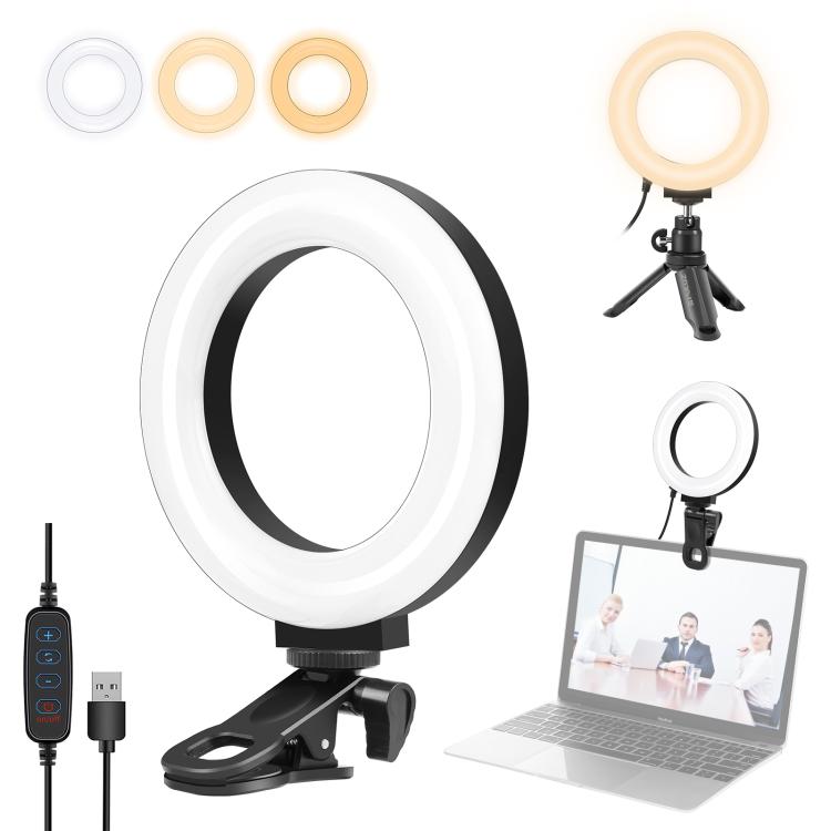 PULUZ 4.7 inch 12cm Ring Selfie Light 3 Modes USB Dimmable Dual Color Temperature LED Curved Vlogging Photography Video Lights with Monitor Clip Holder, 4.7 inch 12cm