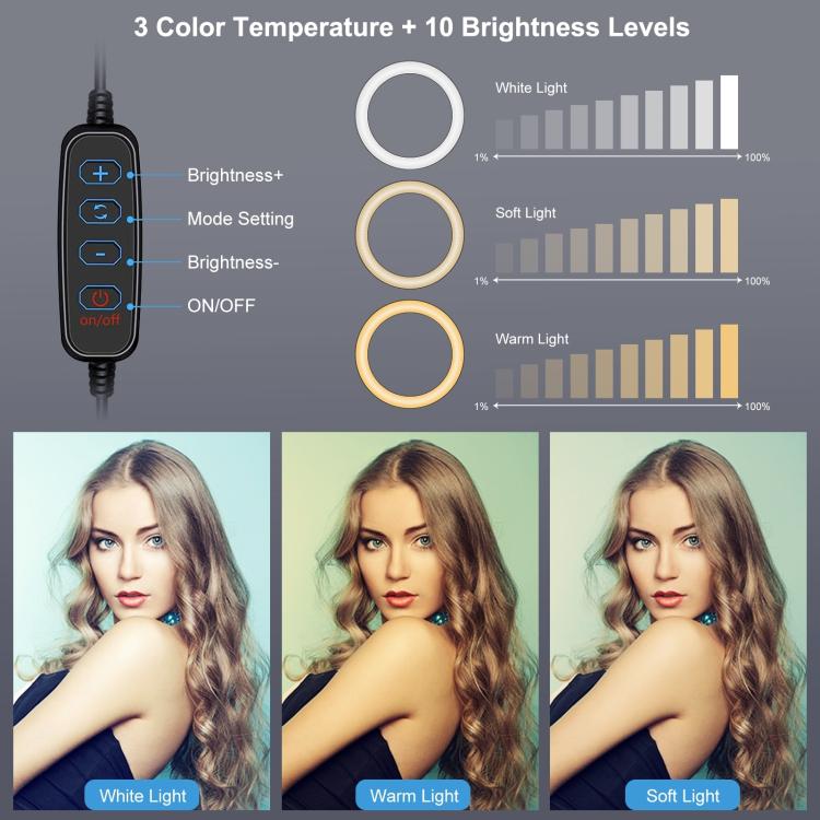 PULUZ 4.7 inch 12cm Ring Selfie Light 3 Modes USB Dimmable Dual Color Temperature LED Curved Vlogging Photography Video Lights with Monitor Clip Holder, 4.7 inch 12cm