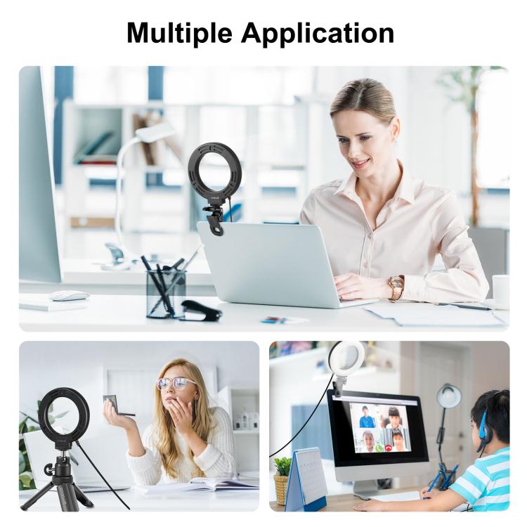 PULUZ 4.7 inch 12cm Ring Selfie Light 3 Modes USB Dimmable Dual Color Temperature LED Curved Vlogging Photography Video Lights with Monitor Clip Holder, 4.7 inch 12cm