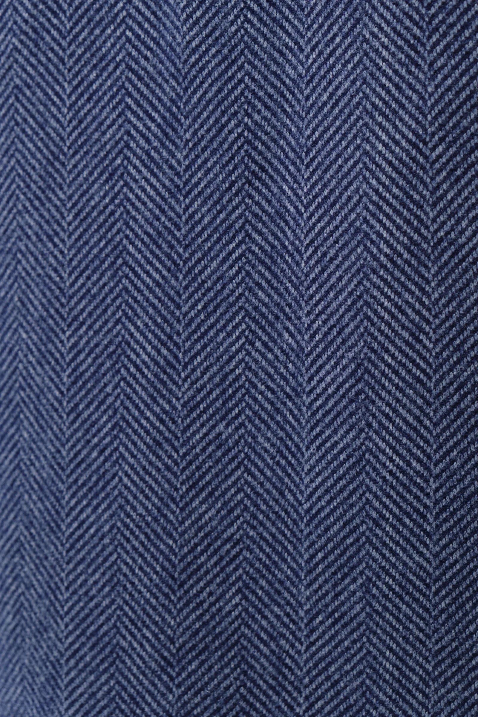 Dryden Herringbone Fur Collared Coat - Blue