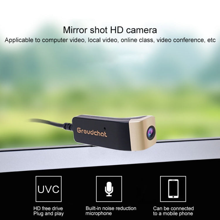 Groudchat JP1DV1 1080P HD Smart USB Camera with Built-in Mic (Black & Gold)