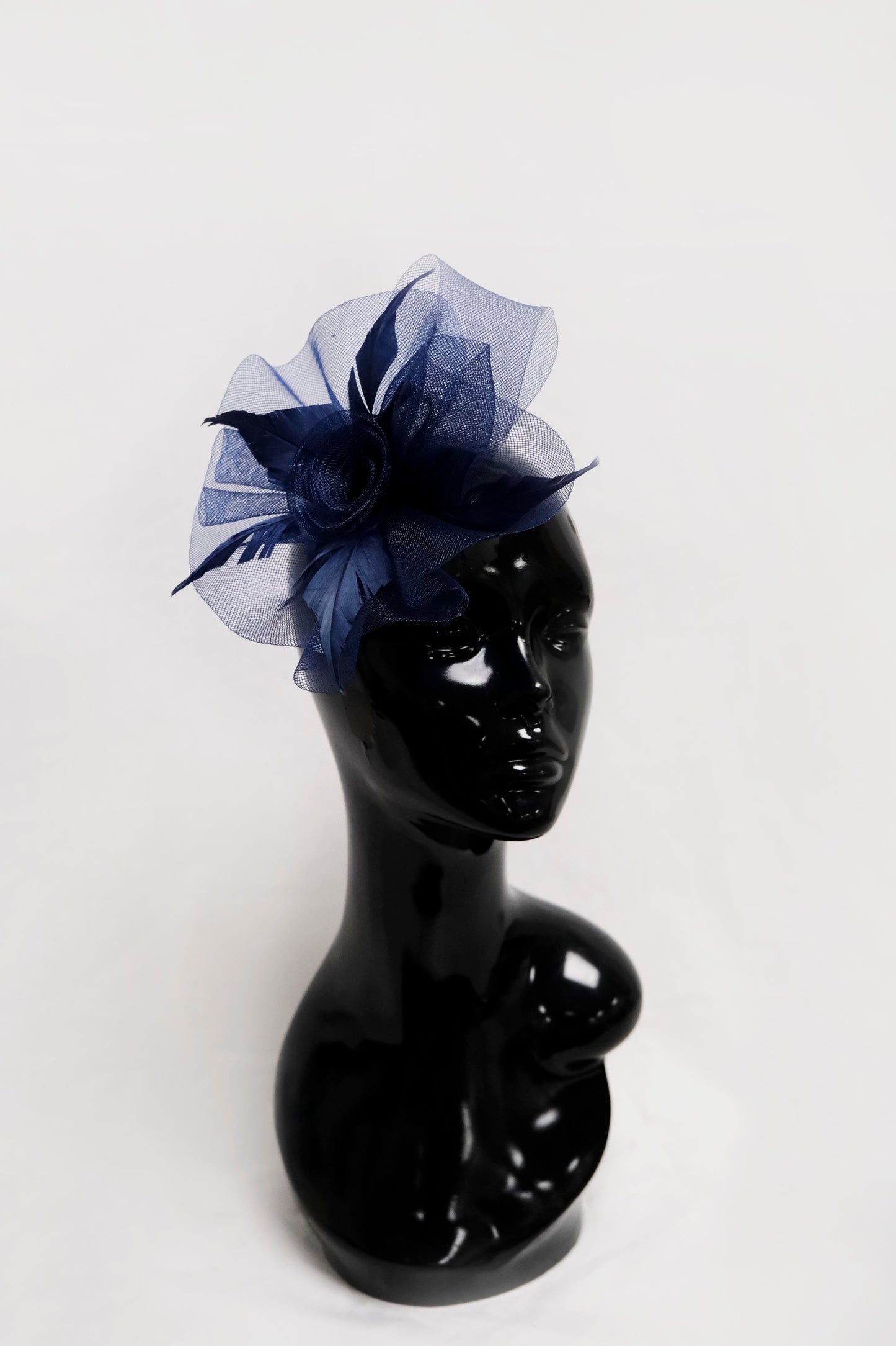 Navy Rose Butterfly Clip Fascinator Weddings Ascot Hatinator Races