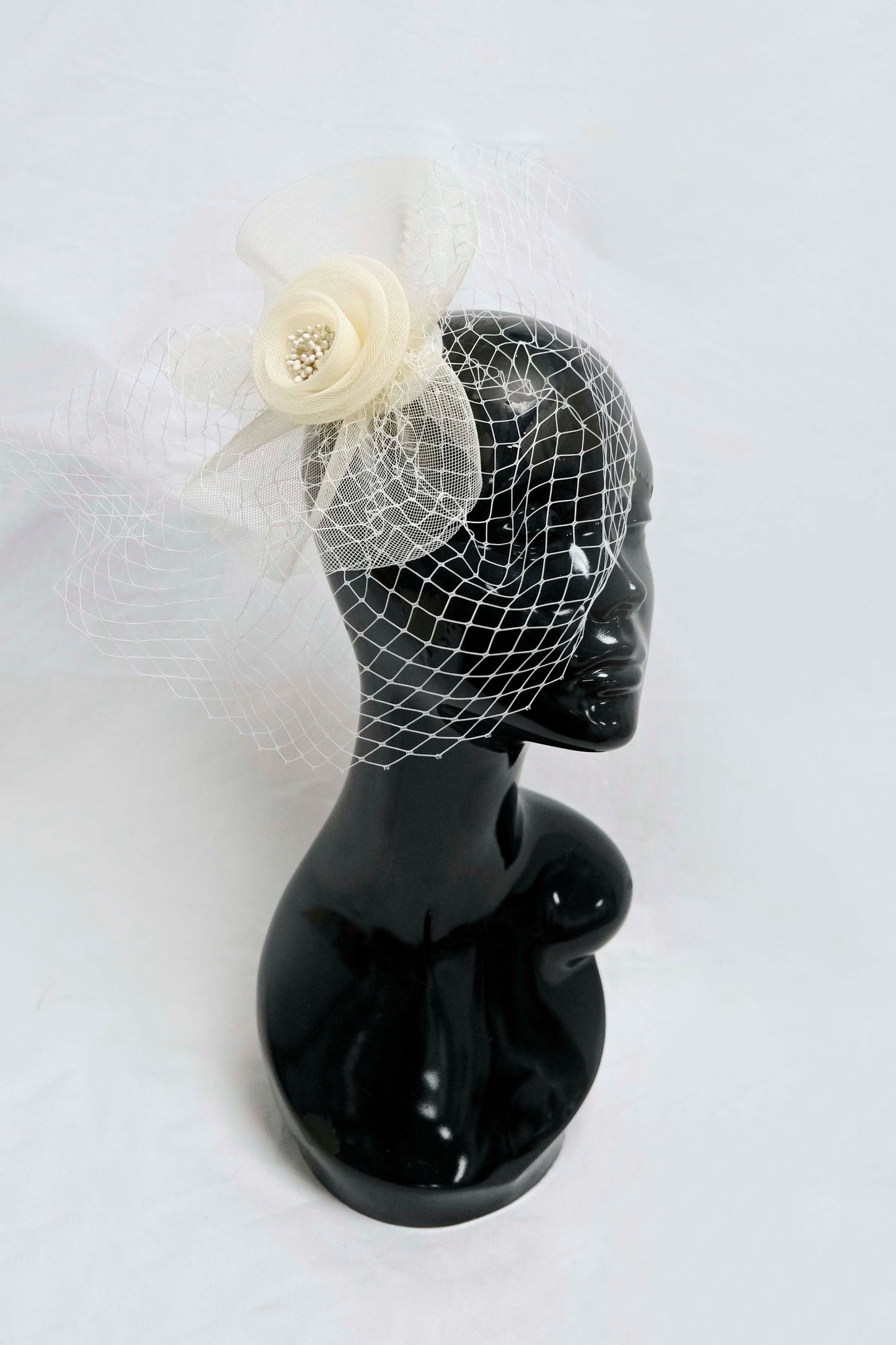 Cream Flower Veil Fascinator Weddings Ascot Hatinator Races