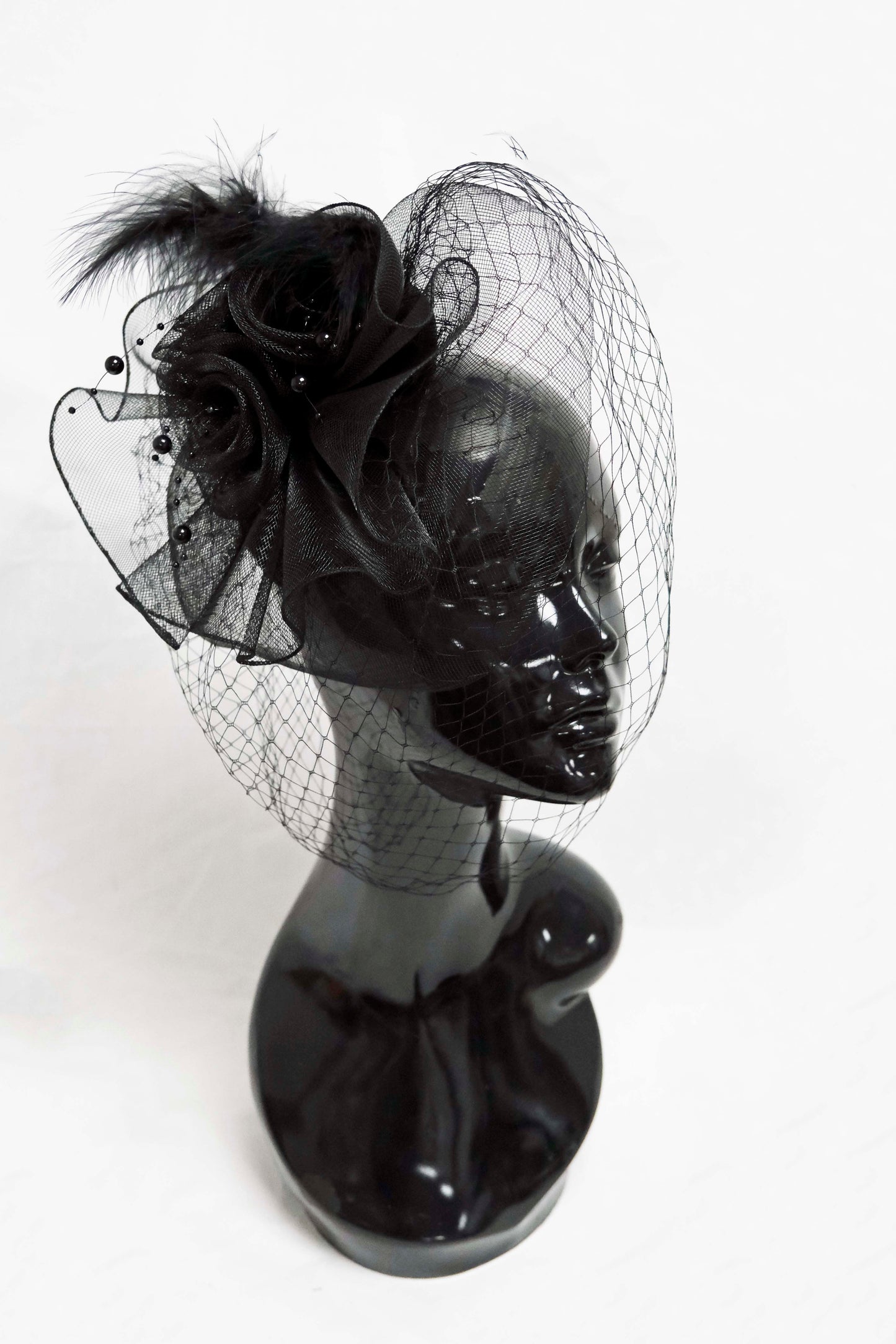 Black Flower Veil Fascinator Weddings Ascot Hatinator Races