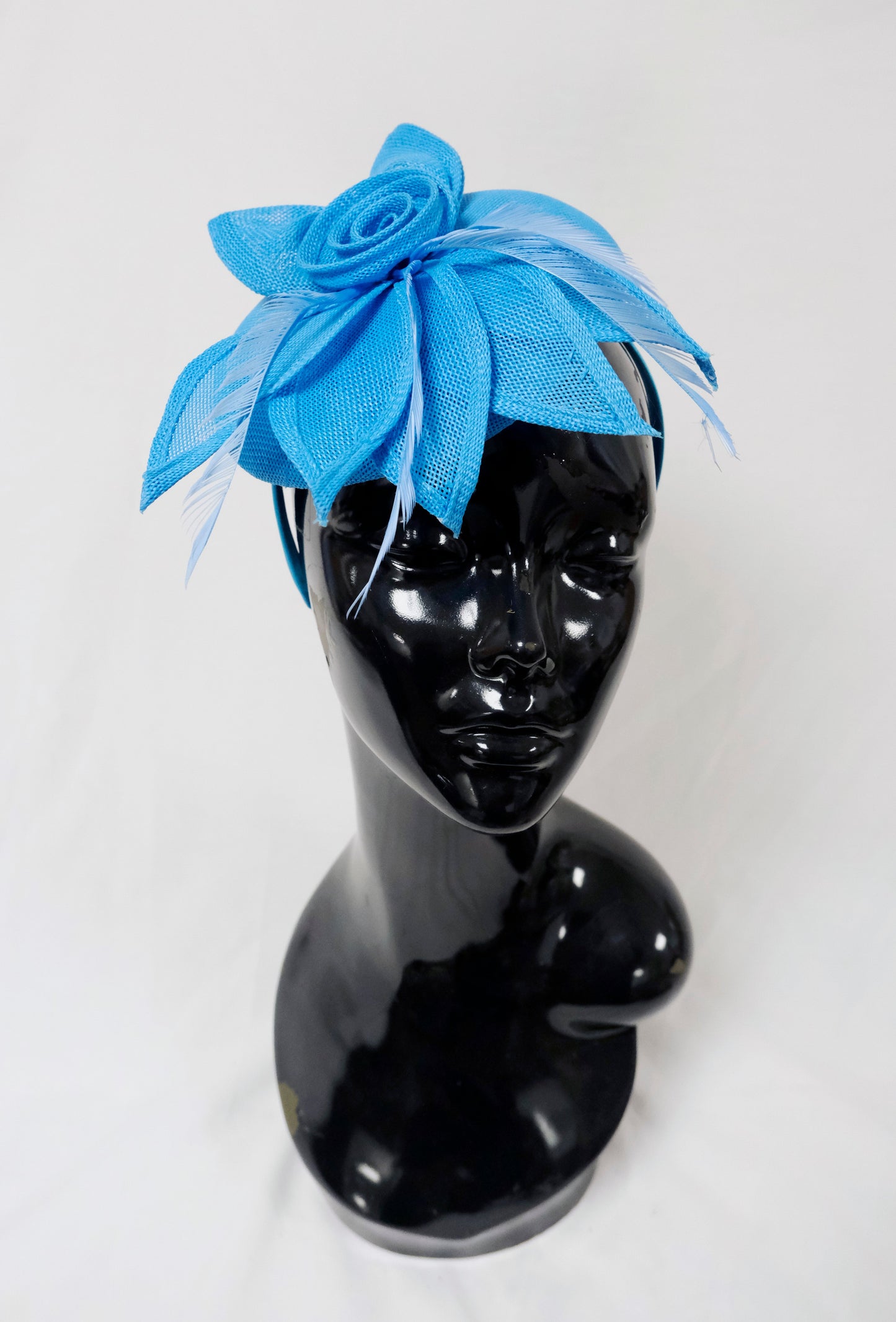 Light Blue Round Base Flower Fascinator Weddings Ascot Hatinator Races