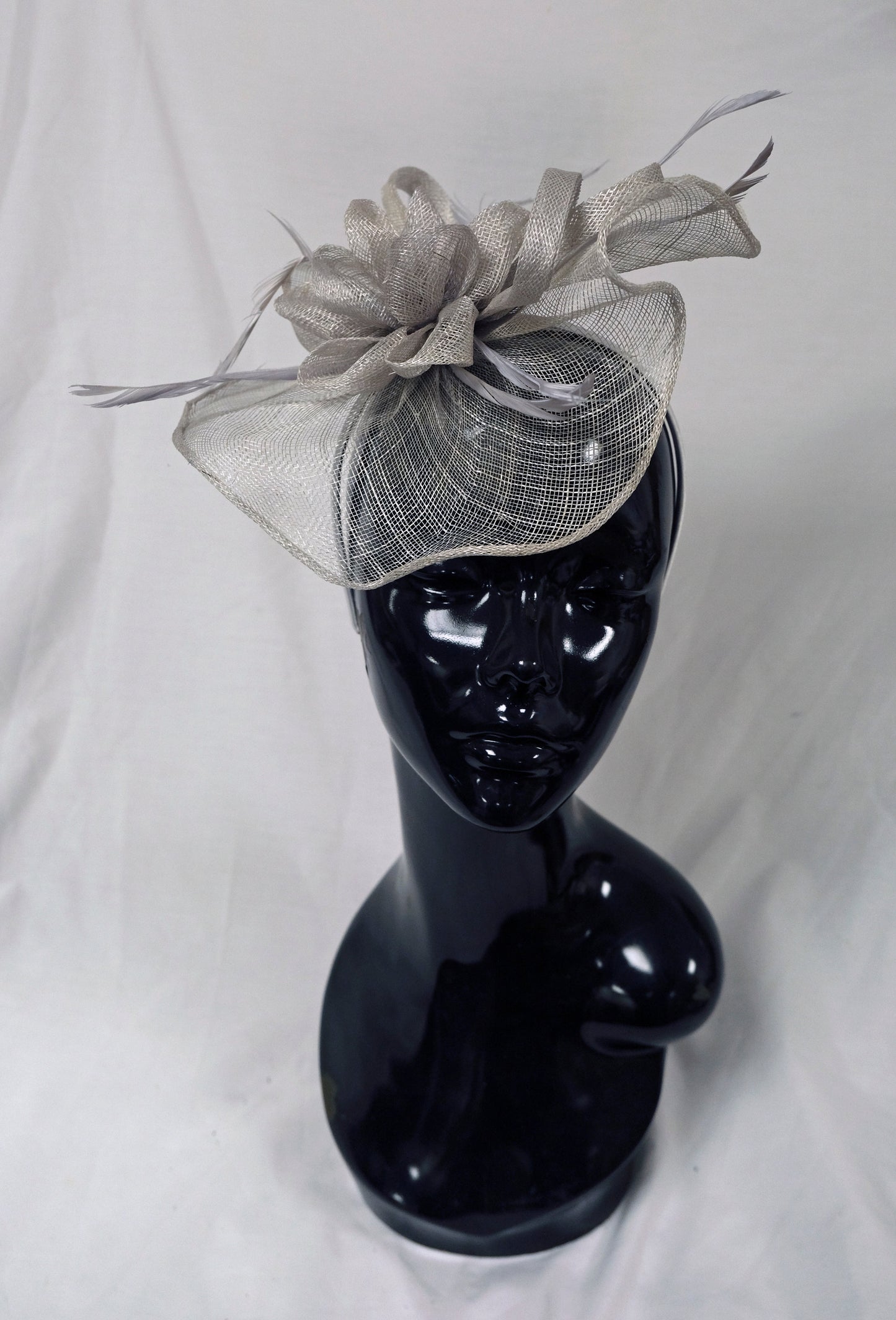 Silver Sinamay Fascinator Weddings Ascot Hatinator Races