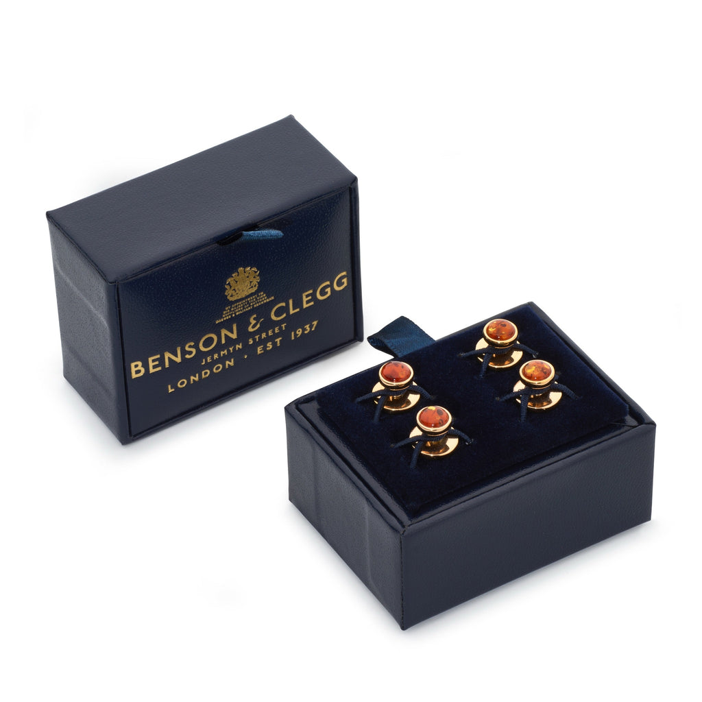 Baltic Amber Dress Studs In Gold Plated Sterling Silver