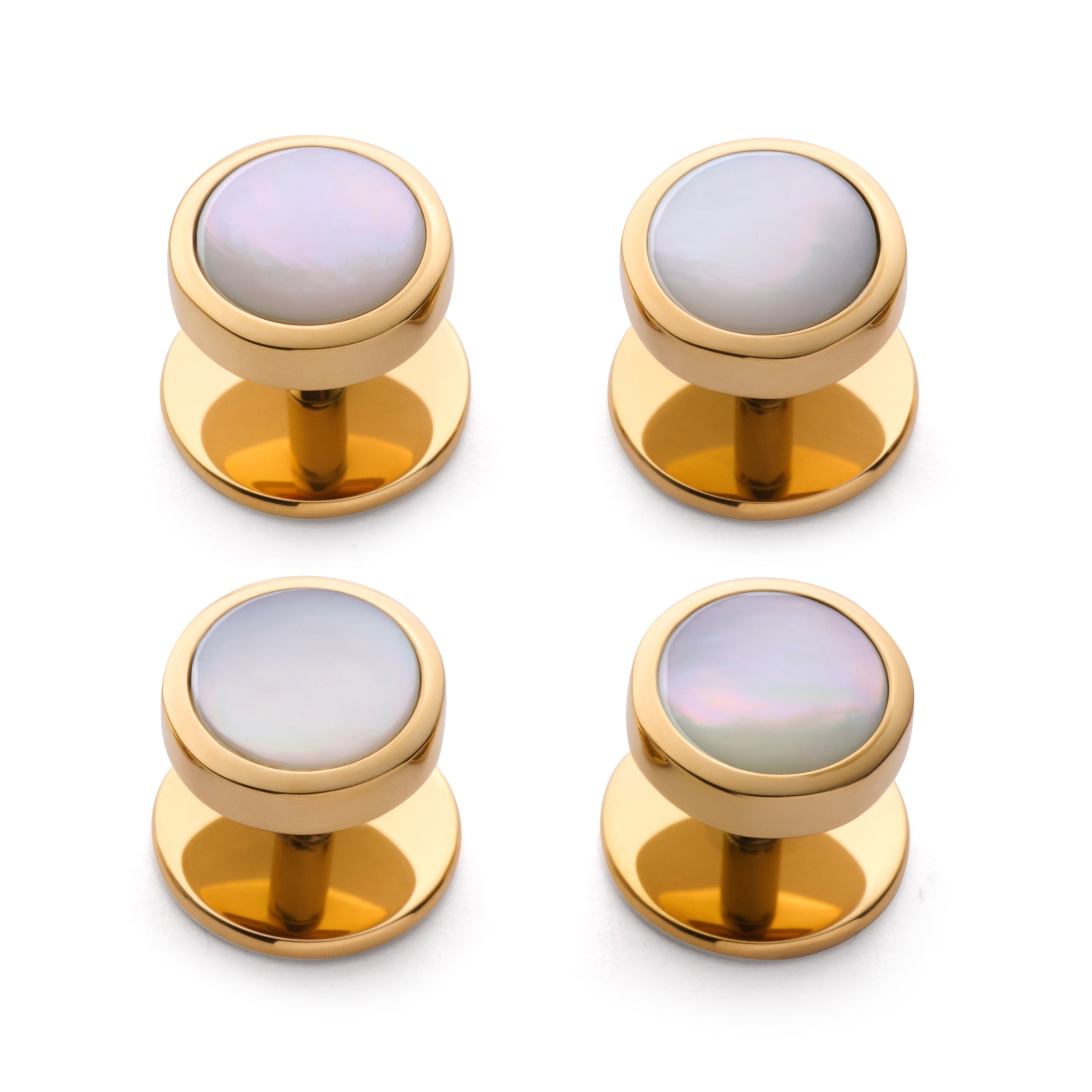 Mother Of Pearl Dress Studs In Gold