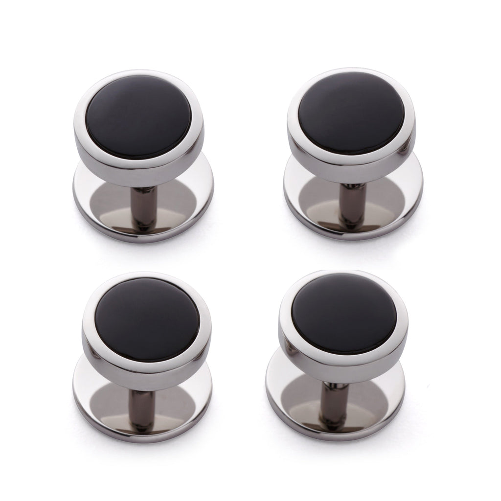Onyx Dress Studs In Silver