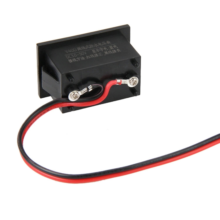 V40D 2 Wires Red Light Display Mini Waterproof IPX4 Digital Voltage Meter, Measure Voltage: DC 2.5-30V, DT0002G, DT0002L, DT0002R