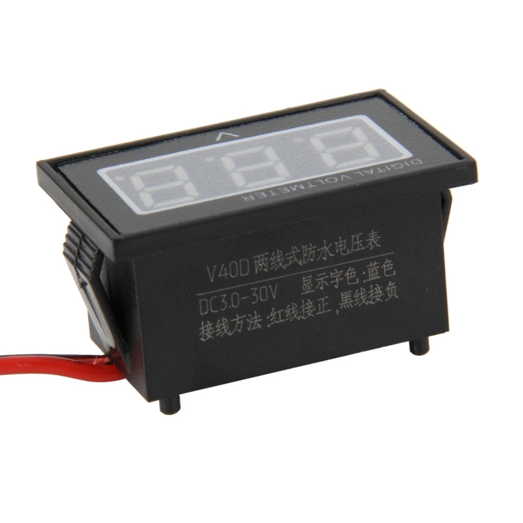 V40D 2 Wires Red Light Display Mini Waterproof IPX4 Digital Voltage Meter, Measure Voltage: DC 2.5-30V, DT0002G, DT0002L, DT0002R