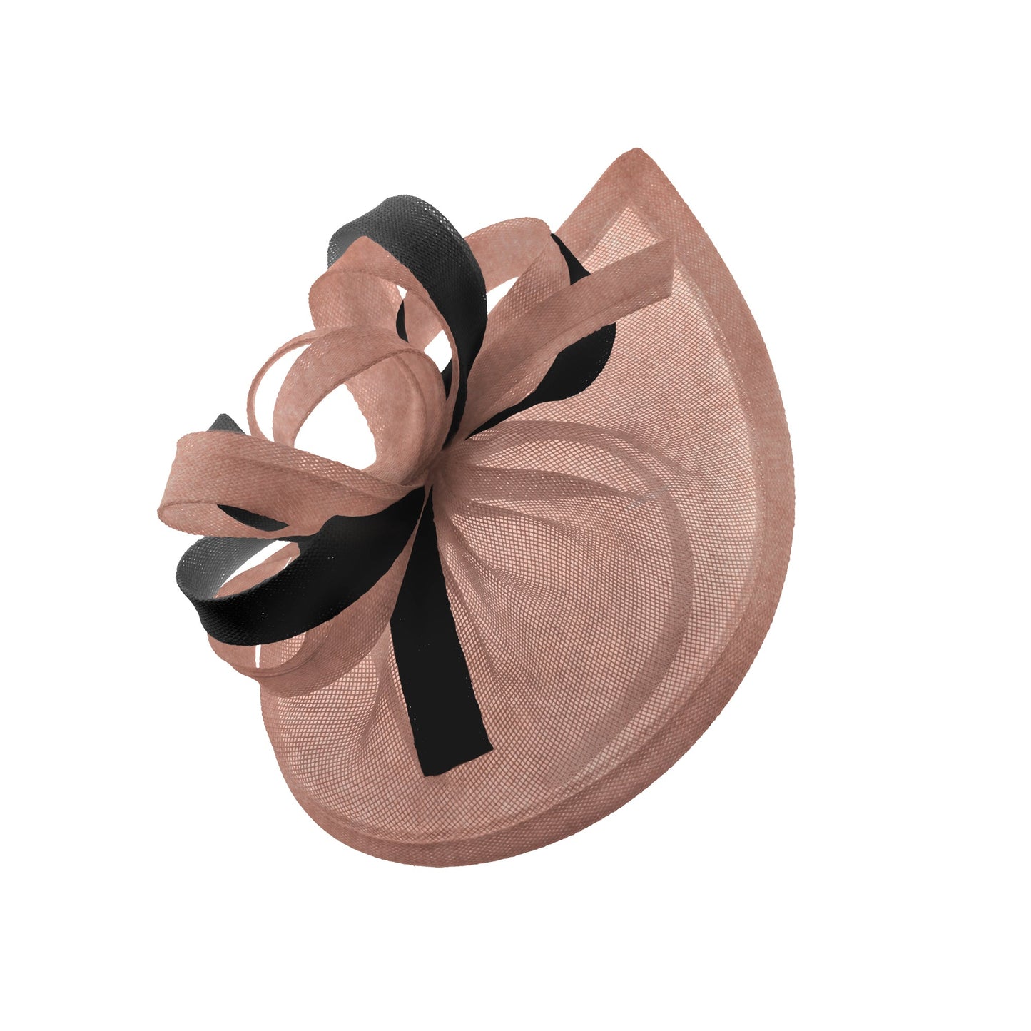 Caprilite Vegan MoonMix Hoop Fascinator Hat on Headband Wedding Ascot Races Bespoke Sinamay Disc - Dusty Pink Black