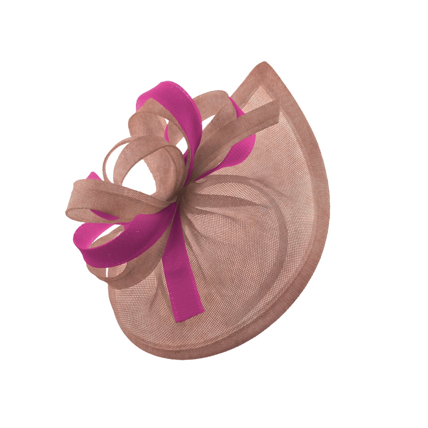 Caprilite Vegan MoonMix Hoop Fascinator Hat on Headband Wedding Ascot Races Bespoke Sinamay Disc - Dusty Pink Fuchsia
