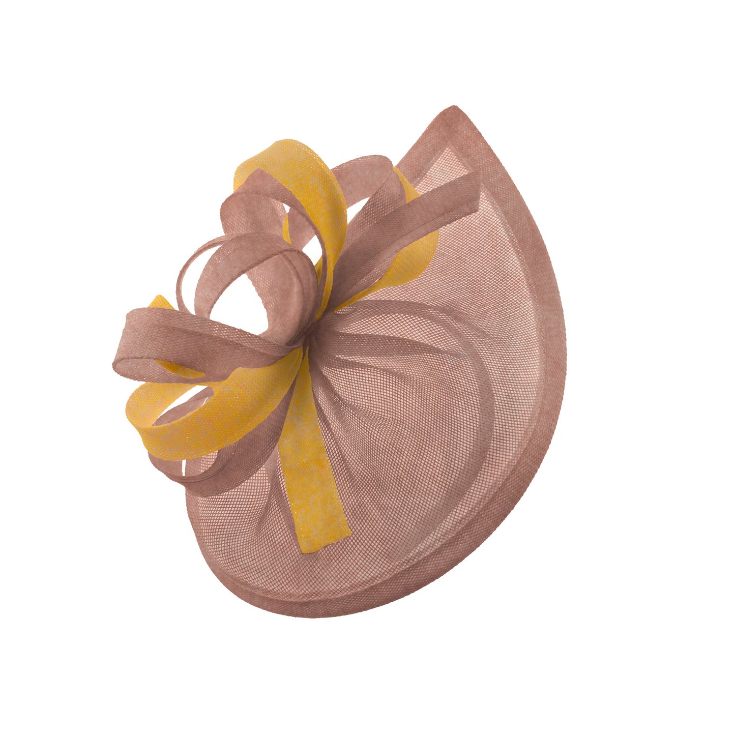 Caprilite Vegan MoonMix Hoop Fascinator Hat on Headband Wedding Ascot Races Bespoke Sinamay Disc - Dusty Pink Gold