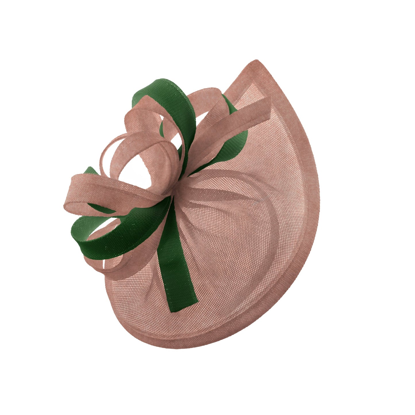 Caprilite Vegan MoonMix Hoop Fascinator Hat on Headband Wedding Ascot Races Bespoke Sinamay Disc - Dusty Pink Green