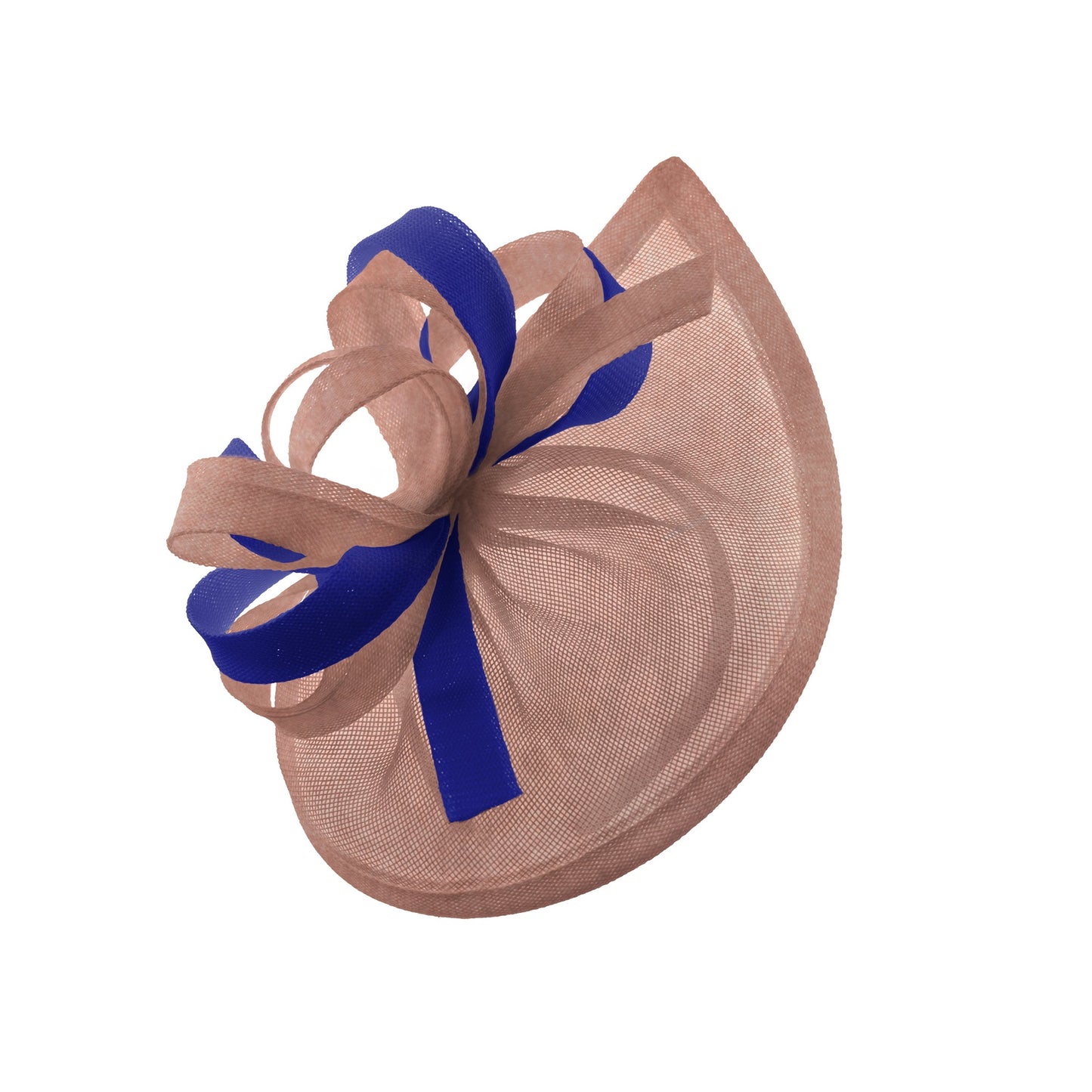 Caprilite Vegan MoonMix Hoop Fascinator Hat on Headband Wedding Ascot Races Bespoke Sinamay Disc - Dusty Pink Royal Blue