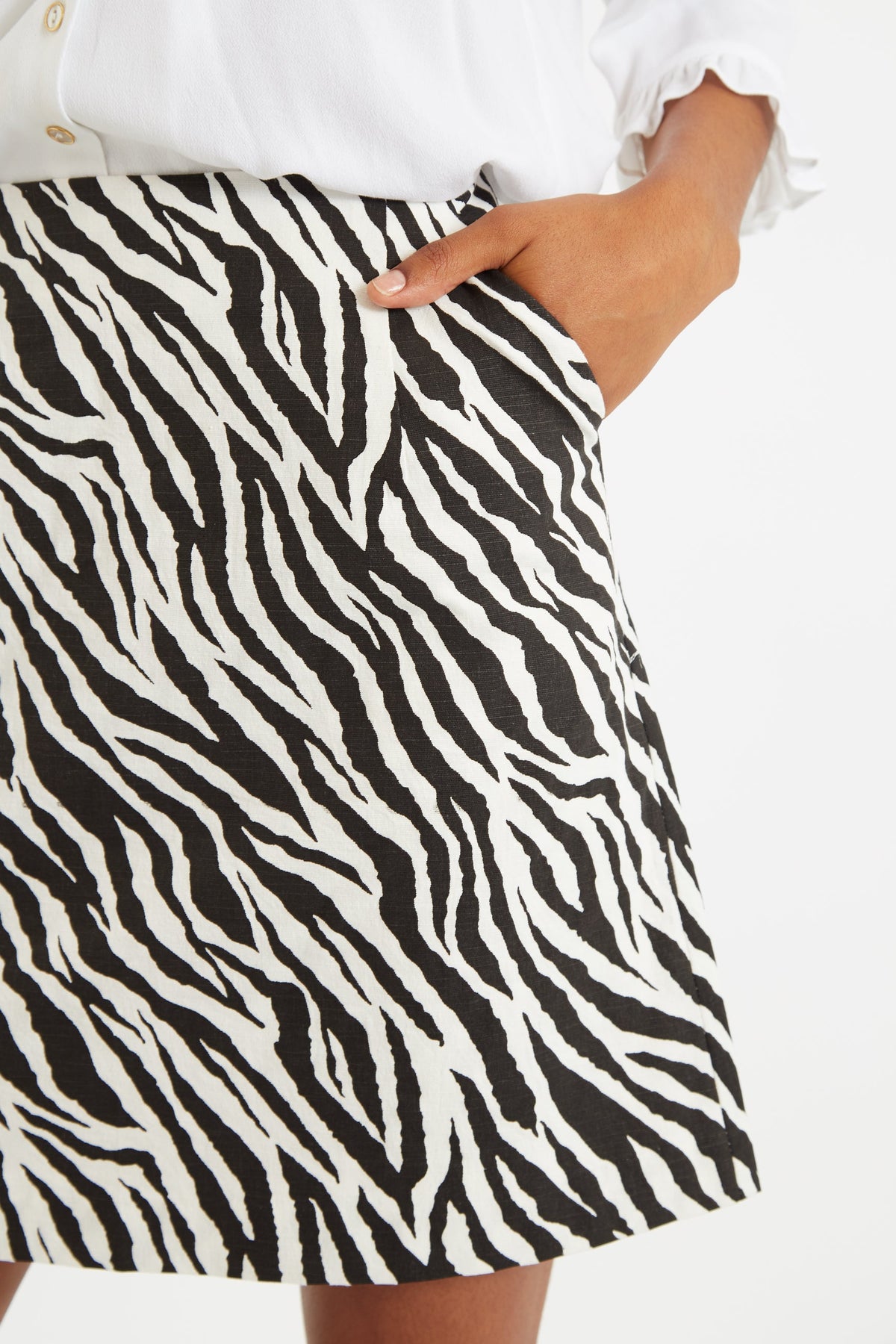 Louche Dylan Zebra Print A Line Mini Skirt