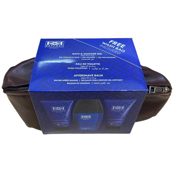 Dana Rapport Sport Gift Set 100ml EDT + 150ml Shower Gel + 150ml Aftershave Balm + Rugby Ball Wash Bag