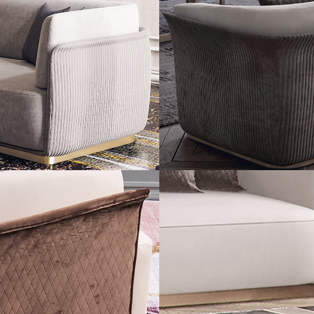 Demure Three Seater Sofa, Velvet